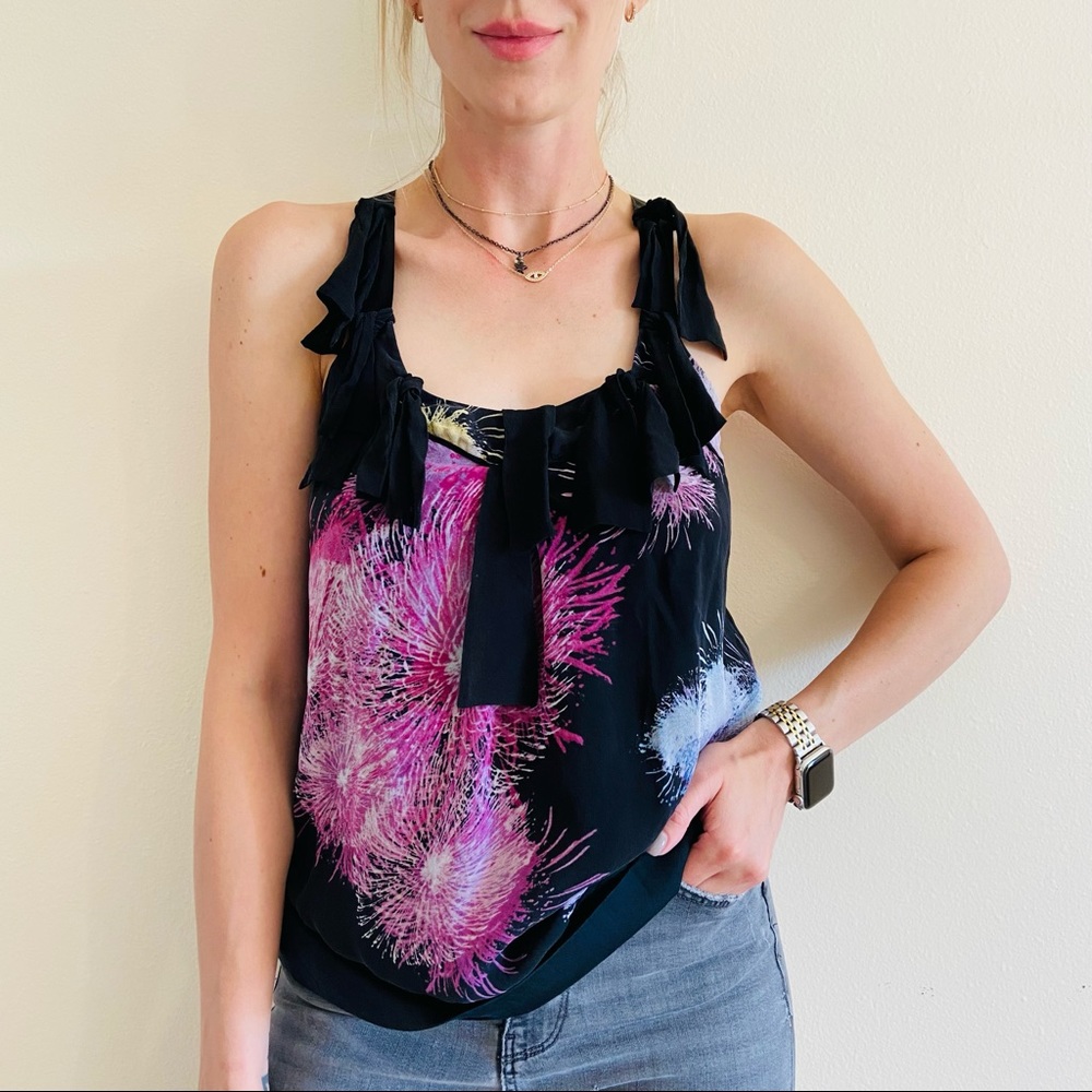 Diane von Furstenberg 100% silk racerback Tiaroa Fireworks top